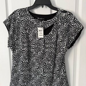INC Black & White Animal Print Cutout Women's Top - Size Large